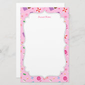 女の子のためのカラフルで甘いキャンデーパターン 便箋 (正面/裏面)