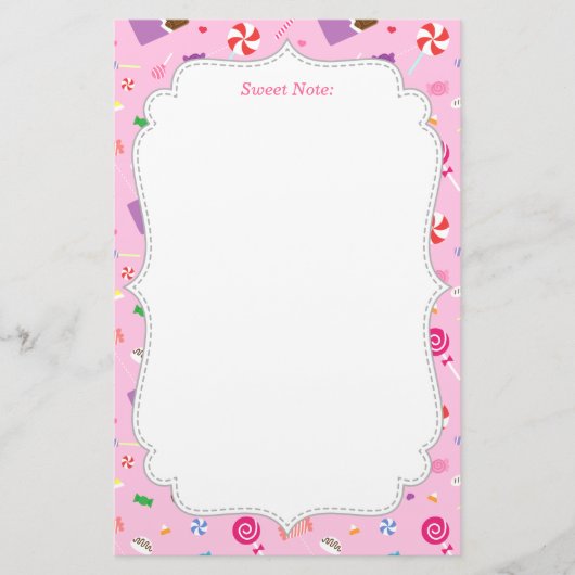 女の子のためのカラフルで甘いキャンデーパターン 便箋 (正面)