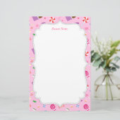 女の子のためのカラフルで甘いキャンデーパターン 便箋 (スタンド正面)