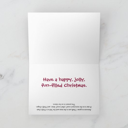 女の子のためのクリスマスゲーム。非表示の8つのアイテムを検索 カード (内部)