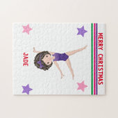 女の子のためのクリスマス体操パズル。 ジグソーパズル (横)