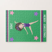 女の子のためのクリスマス体操パズル。 ジグソーパズル (横)