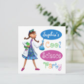 女の子のためのクールなサイエンスバースデーパーティー 招待状 (スタンド正面)