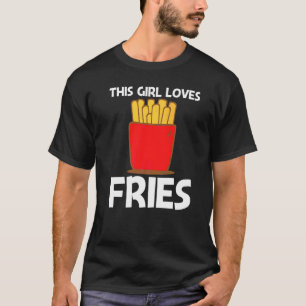 女の子のためのクールなフライドポテト キッズ ファストフード 料理 スナック Tシャツ