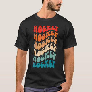女の子のためのグルービーホッケーレトロ70sヒッピーBoho Tシャツ