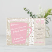 女の子のためのココアベビーシャワー外は寒い 招待状 (スタンド正面)