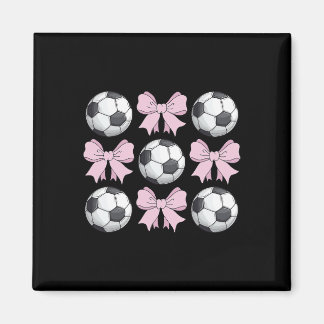女の子のためのサッカーフェミニンボウかわいいサッカーグラフィック マグネット