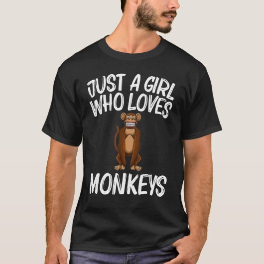 女の子のためのサル キッズ サル 動物 プリマテス Tシャツ (正面)