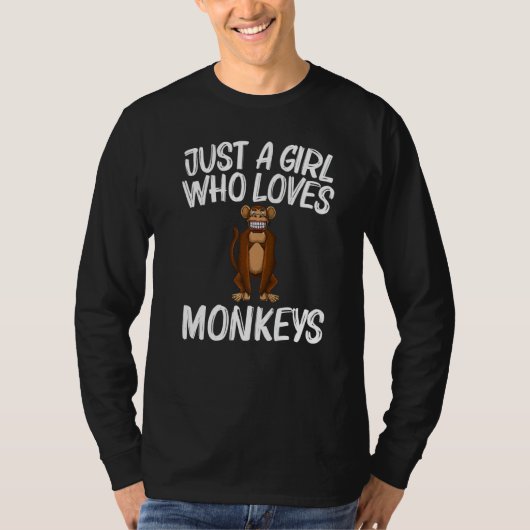 女の子のためのサル キッズ サル 動物 Tシャツ (正面)