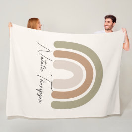 女の子のためのジャンボレインボーかわいいモノグラムの名前ピンク フリースブランケット