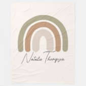 女の子のためのジャンボレインボーかわいいモノグラムの名前ピンク フリースブランケット (正面)