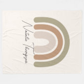 女の子のためのジャンボレインボーかわいいモノグラムの名前ピンク フリースブランケット (正面(横))