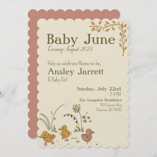 女の子のためのストーリーブックヴィンテージベビーシャワー招待状 招待状 (正面/裏面)