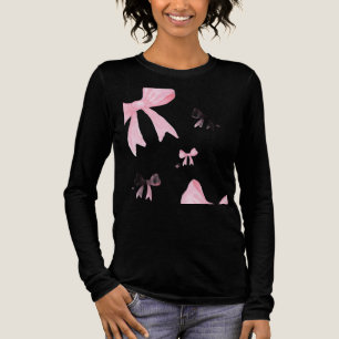 女の子のためのトレンディなピンクのリボンシャツ トライブレンドTシャツ
