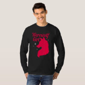 女の子のためのハロウィーンシルエット人狼 Tシャツ (正面フル)