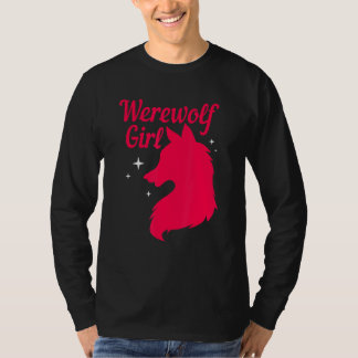 女の子のためのハロウィーンシルエット人狼 Tシャツ
