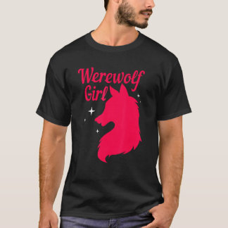 女の子のためのハロウィーンシルエット人狼 Tシャツ