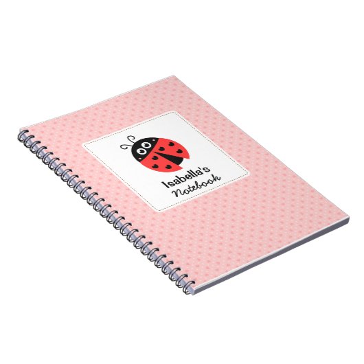 女の子のためのハートを持つかわいいてんとう虫 ノートブック (右側)