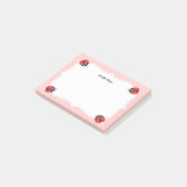 女の子のためのハート付きの可愛いレディバグ ポストイット (アングル)