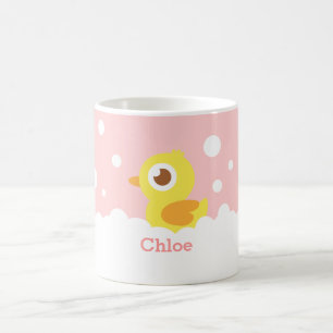 女の子のためのバブルバスの中の可愛いラバーダッキー コーヒーマグカップ