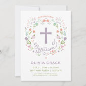 女の子のためのバプテスマかわいらし招待状カスタム- 招待状 (正面)