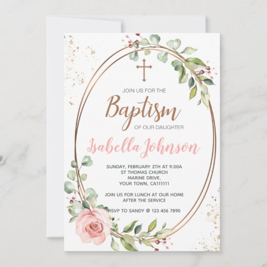 女の子のためのバプテスマ招待状 招待状 (正面)