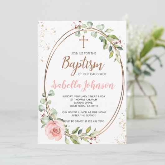 女の子のためのバプテスマ招待状 招待状 (スタンド正面)