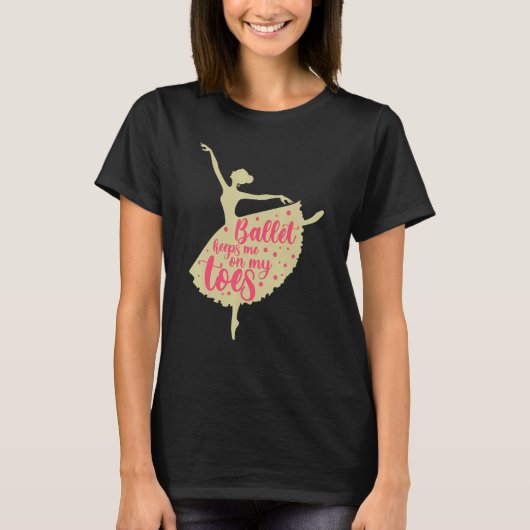 女の子のためのバレリーナ女性ポインテダンス Tシャツ (正面)
