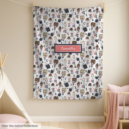 女の子のためのパステルカラーとシックな学校の毛布 フリースブランケット