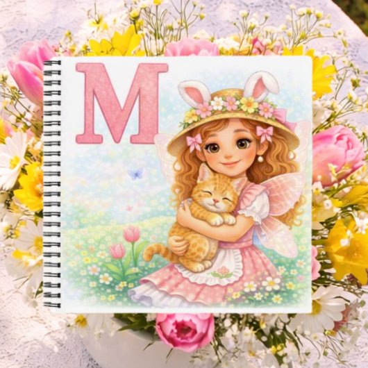 女の子のためのパーソナライズされたM子猫ギフト ノートブック