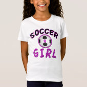 女の子のためのパーソナライズでかわいいサッカーのTシャツ Tシャツ (正面)