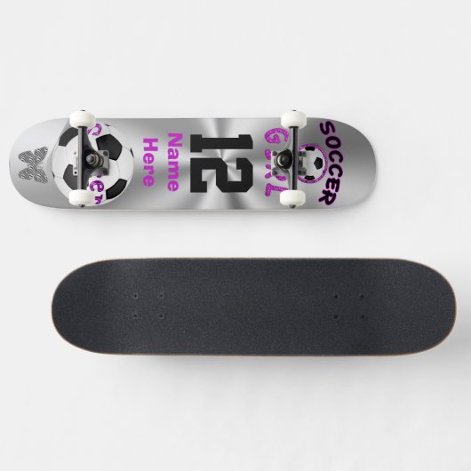女の子のためのパーソナライズなサッカーのスケートボードのデッキ スケートボード (横)