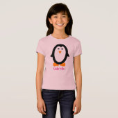 女の子のためのパーソナライズなペンギンのワイシャツ Tシャツ (正面フル)
