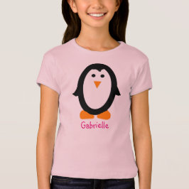 女の子のためのパーソナライズなペンギンのワイシャツ Tシャツ