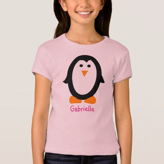女の子のためのパーソナライズなペンギンのワイシャツ Tシャツ (正面)