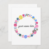 女の子のためのパーソナライズな宇宙Notecards ノートカード (正面/裏面)