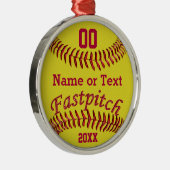 女の子のためのパーソナライズなFastpitchのソフトボールのギフト メタルオーナメント (右)