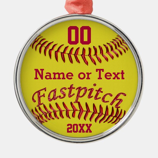 女の子のためのパーソナライズなFastpitchのソフトボールのギフト メタルオーナメント (正面)