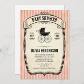 女の子のためのビクトリアンなヴィンテージのベビーシャワー招待状 招待状 (正面/裏面)
