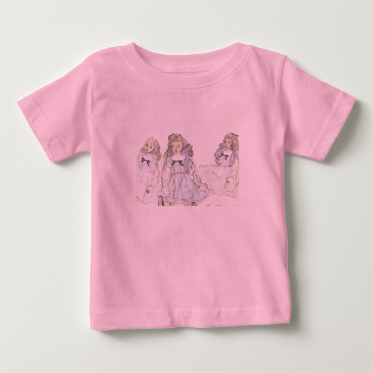 女の子のためのピンクのブラウス ベビーTシャツ (正面)