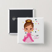 女の子のためのピンクのプリンセスギフトというリリベット 缶バッジ (正面&裏面)