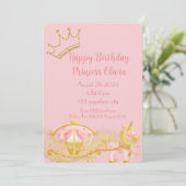 女の子のためのピンクのプリンセス誕生日の招待 セーブザデート (スタンド正面)