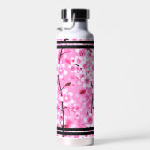 女の子のためのピンクの花 | 名前入りフラワー ウォーターボトル (右面)