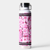 女の子のためのピンクの花 | 名前入りフラワー ウォーターボトル (背面)