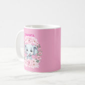女の子のためのピンクの象の名入れマグカップ コーヒーマグカップ (正面左)