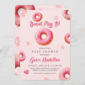 女の子のためのピンクドーナツ赤ちゃんシャワー招待状 招待状 (正面/裏面)