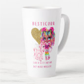 女の子のためのベストフレンドの贈り物，魔法のユニコーンピンク カフェラテマグ (右アングル)