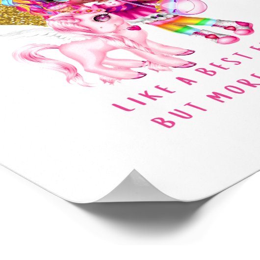 女の子のためのベストフレンドの贈り物,魔法のユニコーンピンク ポスター (角)