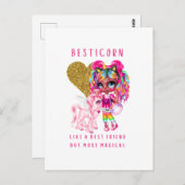 女の子のためのベストフレンドの贈り物,魔法のユニコーンピンク ポストカード (正面/裏面)