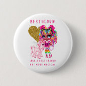 女の子のためのベストフレンドの贈り物,魔法のユニコーンピンク 缶バッジ (正面)
